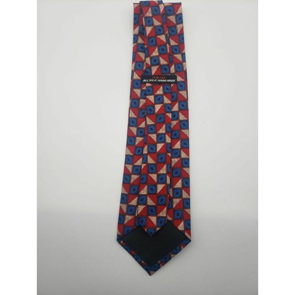 Italian All Silk Hand Made Tie Red/Blue - Picture 2 of 2